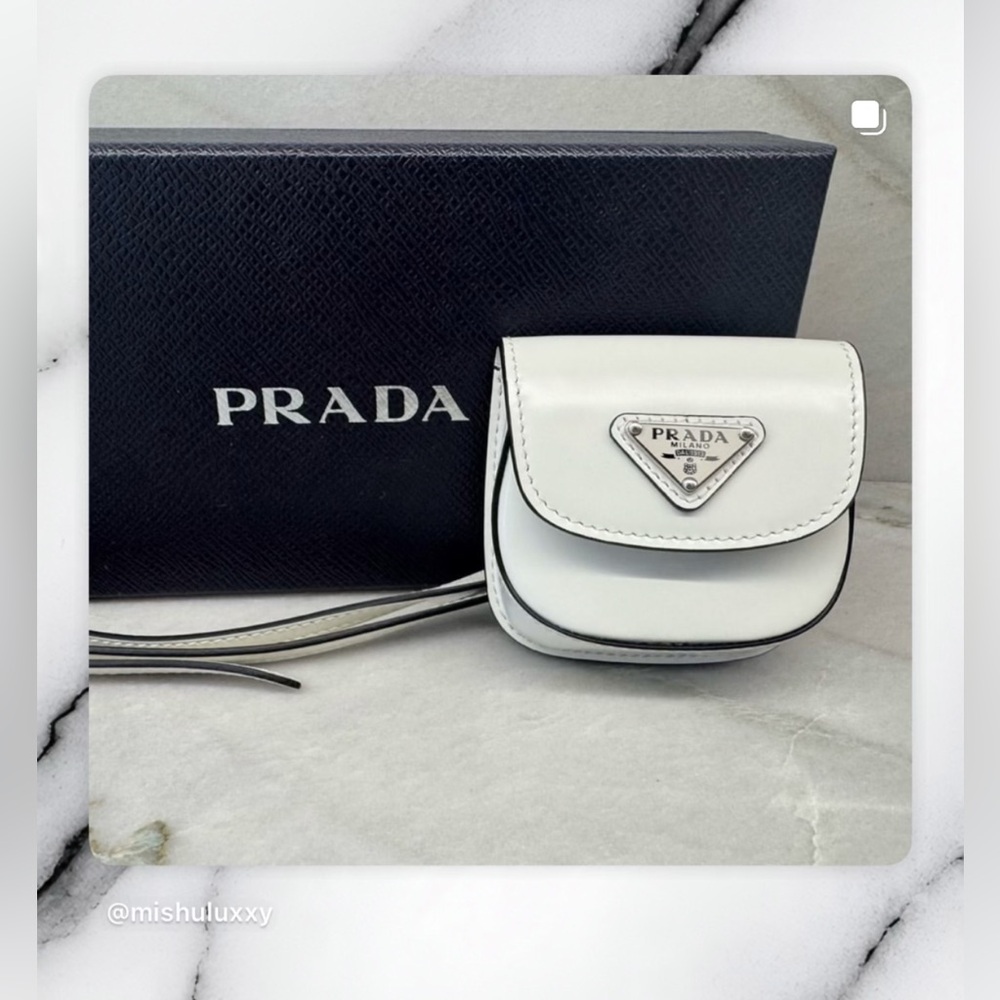 NEW PRADA White Leather AirPod Headphones Case